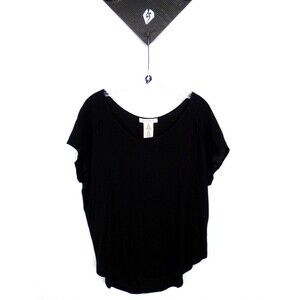 Philology Women's Round Lose Fit Classic Black Gothic  Round Neck  Top Size XL